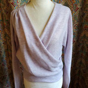 Ann Taylor Soft Lavender Criss-Cross Neck Sweater